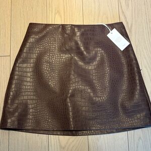 Abercrombie & Fitch Women’s Brown Croc-Embossed Mini Skirt